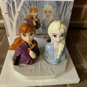 NEW Disney Frozen 3pc Elsa & Anna Figurine Salt & Pepper Shaker Set